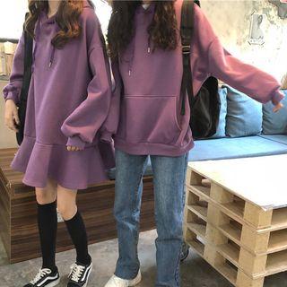 Plaid Hoodie / Ruffle Hem Hoodie Dress