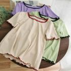 Round Neck Ruffle-trim T-shirt