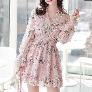 Open-placket Frilled Floral Minidress In 2 Designs