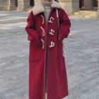 Long-sleeve Fleece Trim Toggle Woolen Coat