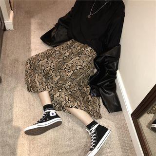 Snake Print Midi Skirt As Shown In Figure - One Size