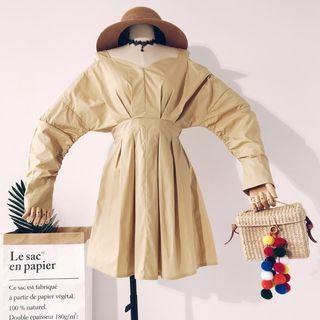 Long-sleeve Cold-shoulder A-line Dress