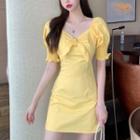 Short-sleeve Front Knot Mini A-line Dress