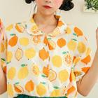 Peter Pan-collar Lemon Pattern Shirt One Size
