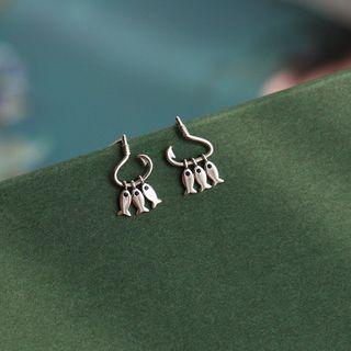 Fish & Fishing Hook Sterling Silver Fringed Earring 1 Pair - Silver - One Size