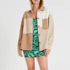 Corduroy Color Block Button-up Shirt Jacket