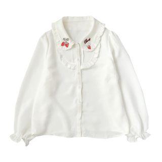 Embroidered Blouse Milky White - One Size