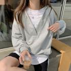 V-neck Hoodie Gray - One Size