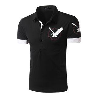 Eagle Print Short-sleeve Polo Shirt