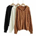 Hooded Cable Knit Zip-up Cardigan