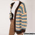 Over-fit Open-front Patterned Cardigan