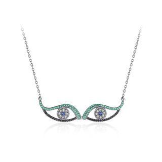 Simple And Creative Double Eye Necklace With Cubic Zirconia Silver - One Size