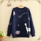 Round-neck Sheep Printed Long-sleeve Knitted Sweater