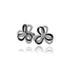 Elegant Flower Stud Earrings With White Austrian Element Crystal Silver - One Size