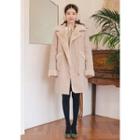 Striped Zipped Faux-shearling Coat Beige - One Size