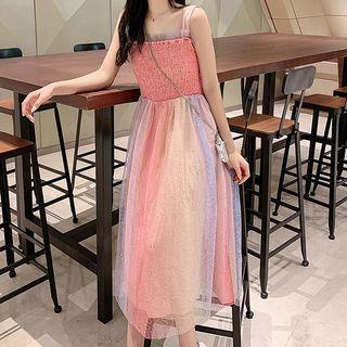 Sequined Spaghetti Strap Midi A-line Dress / Shift Dress