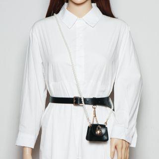 Pearl Strap Faux Leather Belt Bag
