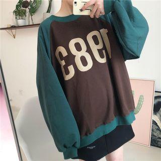 Color-block Print Round-neck Loose-fit Sweatshirt