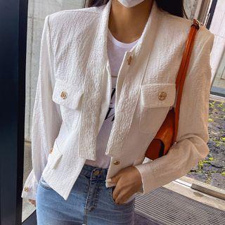 Tie-neck Flap Cropped Jacket