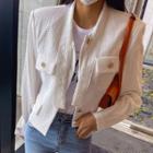 Tie-neck Flap Cropped Jacket