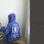 Graphic Kangaroo-pocket Zip Hoodie