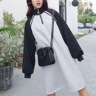 Raglan-sleeve Half Zip Pullover Dress
