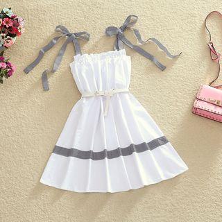 Elbow-sleeve Lace Top / Ruffled Pinafore Dress / Set: Elbow-sleeve Lace Top + Ruffled Pinafore Dress