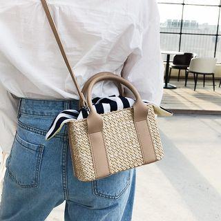 Top Handle Straw Crossbody Bag