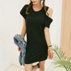 Cutout-shoulder Mini T-shirt Dress