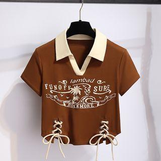 Print Collared Short-sleeve T-shirt