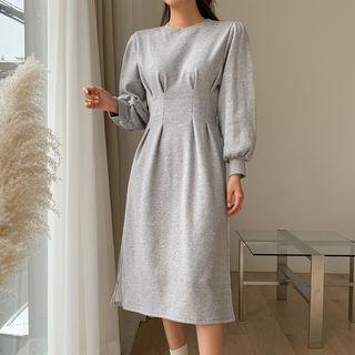 Brushed Fleece Lined Pintuck-waist Dress