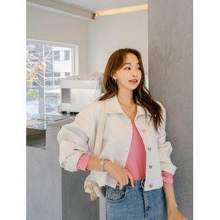 Faux-leather Cropped Trucker Jacket