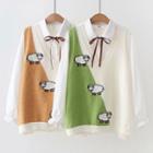 Sheep Embroidered Sweater Vest / Shirt / Set