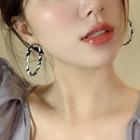 Hook Earring 1 Pair - S925 Silver - Black - One Size
