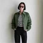 Collared Puff-sleeve Zip-up Jacket