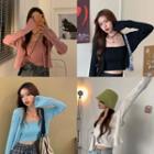 Set: Long-sleeve Cardigan + Knit Top