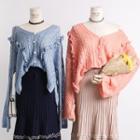 Loose-fit Ruffled Knit Cardigan