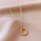 Oval Pendant Stainless Steel Necklace 1pc - Gold - One Size