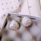 Triangle Faux Pearl Earring 1 Pr - White - One Size