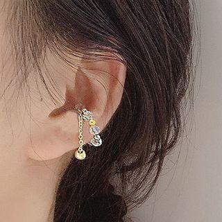 Faux Pearl Alloy Cuff Earring 1 Pc - Faux Pearl - Gold & Transparent - One Size