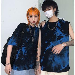 Couple Matching Tie-dye Tank Top / Elbow-sleeve T-shirt