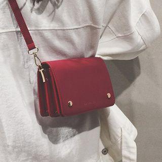 Snap-buttoned Faux Leather Crossbody Bag