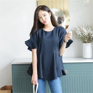 Round-neck Ruffled Top