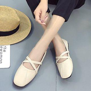 Cross Strap Faux Leather Flats