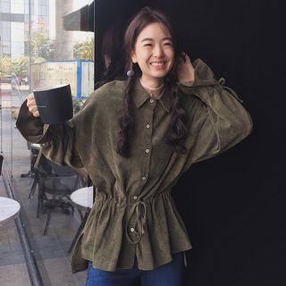 Drawstring Corduroy Blouse