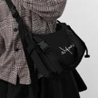 Lettering Snap Buckle Crossbody Bag Black - One Size