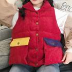Padded Buttoned Corduroy Vest