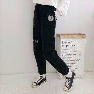 Pig Embroidered Jogger Pants