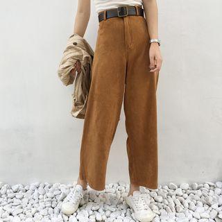 Faux Suede Wide Leg Pants