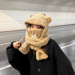 Bear Hooded Fleece Scarf